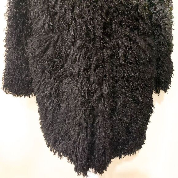 Smythe 'Mongolian' Faux Fur Shaggy Black Mid Length Coat Small US 2 - Picture 8 of 10